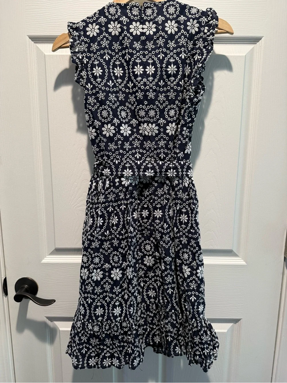 NWOT Kate Spade Navy Floral Ruffle Tie-Detail Mini Dress - Picture 3 of 5